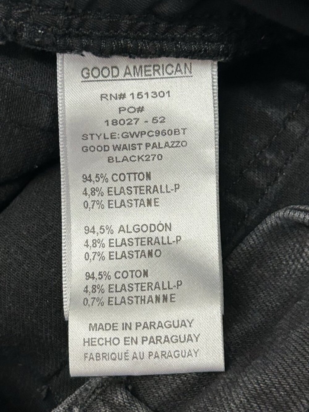 GOOD AMERICAN Good Waist Cropped Palazzo Never Fade Jeans Black Womens Size 4/27 - Picture 15 of 16